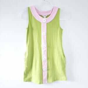 KC Parker Sheath Mod Dress Green Pink Size 8 Sleeveless Summer Dress